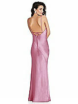 Alt View 1 Thumbnail - Powder Pink V-Neck Convertible Strap Bias Slip Dress with Front Slit