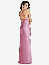 Rear View Thumbnail - Powder Pink V-Neck Convertible Strap Bias Slip Dress with Front Slit