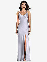 Front View Thumbnail - Silver Dove V-Neck Convertible Strap Bias Slip Dress with Front Slit