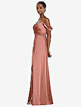 Alt View 2 Thumbnail - Desert Rose Off-the-Shoulder Flounce Sleeve Empire Waist Gown with Front Slit
