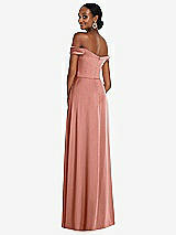 Alt View 3 Thumbnail - Desert Rose Off-the-Shoulder Flounce Sleeve Empire Waist Gown with Front Slit