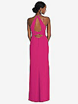 Front View Thumbnail - Think Pink Halter Criss Cross Cutout Back Maxi Dress