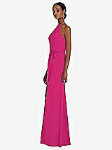 Side View Thumbnail - Think Pink Halter Criss Cross Cutout Back Maxi Dress