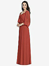 Front View Thumbnail - Amber Sunset Off-the-Shoulder Puff Sleeve Maxi Dress with Front Slit