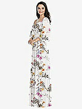 Front View Thumbnail - Butterfly Botanica Ivory Off-the-Shoulder Puff Sleeve Maxi Dress with Front Slit