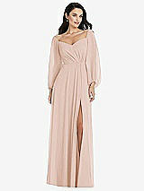 Alt View 1 Thumbnail - Cameo Off-the-Shoulder Puff Sleeve Maxi Dress with Front Slit