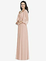 Front View Thumbnail - Cameo Off-the-Shoulder Puff Sleeve Maxi Dress with Front Slit