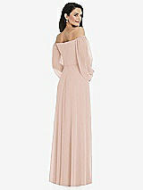 Rear View Thumbnail - Cameo Off-the-Shoulder Puff Sleeve Maxi Dress with Front Slit