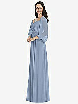 Front View Thumbnail - Cloudy Off-the-Shoulder Puff Sleeve Maxi Dress with Front Slit