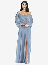 Side View Thumbnail - Cloudy Off-the-Shoulder Puff Sleeve Maxi Dress with Front Slit