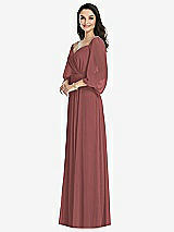 Front View Thumbnail - English Rose Off-the-Shoulder Puff Sleeve Maxi Dress with Front Slit