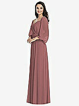 Front View Thumbnail - Rosewood Off-the-Shoulder Puff Sleeve Maxi Dress with Front Slit