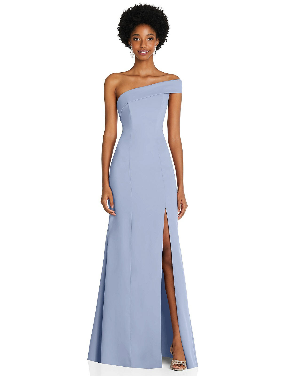 Asymmetrical Off-the-shoulder Cuff Trumpet Bridesmaid Dress With