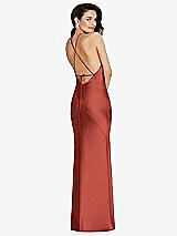 Rear View Thumbnail - Amber Sunset Halter Convertible Strap Bias Slip Dress With Front Slit