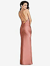 Rear View Thumbnail - Desert Rose Halter Convertible Strap Bias Slip Dress With Front Slit