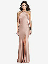 Front View Thumbnail - Toasted Sugar Halter Convertible Strap Bias Slip Dress With Front Slit