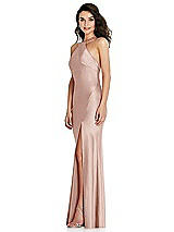 Side View Thumbnail - Toasted Sugar Halter Convertible Strap Bias Slip Dress With Front Slit