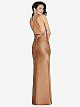 Rear View Thumbnail - Toffee Halter Convertible Strap Bias Slip Dress With Front Slit