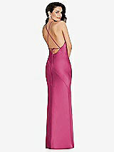 Rear View Thumbnail - Tea Rose Halter Convertible Strap Bias Slip Dress With Front Slit