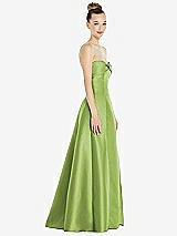 Side View Thumbnail - Mojito Bow Cuff Strapless Satin Ball Gown with Pockets