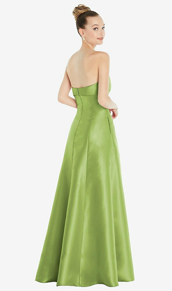 Back View - Mojito Bow Cuff Strapless Satin Ball Gown with Pockets