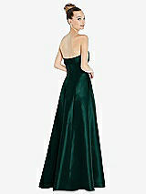 Rear View Thumbnail - Evergreen Bow Cuff Strapless Satin Ball Gown with Pockets