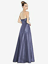 Rear View Thumbnail - French Blue Bow Cuff Strapless Satin Ball Gown with Pockets