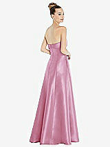 Rear View Thumbnail - Powder Pink Bow Cuff Strapless Satin Ball Gown with Pockets