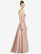Side View Thumbnail - Toasted Sugar Bow Cuff Strapless Satin Ball Gown with Pockets