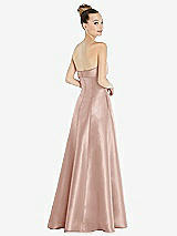 Rear View Thumbnail - Toasted Sugar Bow Cuff Strapless Satin Ball Gown with Pockets
