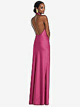 Rear View Thumbnail - Tea Rose Scarf Tie Stand Collar Maxi Dress with Front Slit