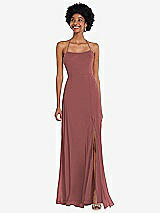 Alt View 1 Thumbnail - English Rose Scoop Neck Convertible Tie-Strap Maxi Dress with Front Slit