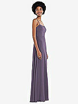 Side View Thumbnail - Lavender Scoop Neck Convertible Tie-Strap Maxi Dress with Front Slit