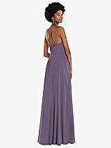 Rear View Thumbnail - Lavender Scoop Neck Convertible Tie-Strap Maxi Dress with Front Slit