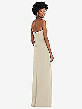 Rear View Thumbnail - Champagne Strapless Sweetheart Maxi Dress with Pleated Front Slit 