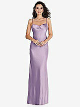 Front View Thumbnail - Pale Purple Open-Back Convertible Strap Maxi Bias Slip Dress