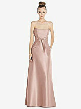 Front View Thumbnail - Toasted Sugar Basque-Neck Strapless Satin Gown with Mini Sash