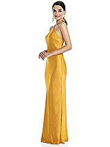 Side View Thumbnail - NYC Yellow Diamond Halter Bias Maxi Slip Dress with Convertible Straps