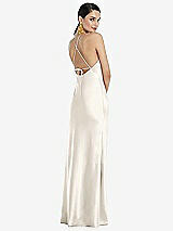 Rear View Thumbnail - Ivory Diamond Halter Bias Maxi Slip Dress with Convertible Straps