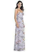 Side View Thumbnail - Butterfly Botanica Silver Dove Twist Shirred Strapless Empire Waist Gown with Optional Straps