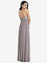 Rear View Thumbnail - Cashmere Gray Twist Shirred Strapless Empire Waist Gown with Optional Straps