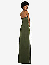 Alt View 6 Thumbnail - Olive Green Draped Satin Grecian Column Gown with Convertible Straps