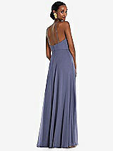 Rear View Thumbnail - French Blue Diamond Halter Maxi Dress with Adjustable Straps
