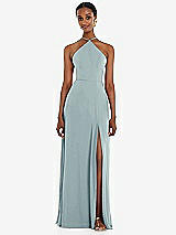 Front View Thumbnail - Morning Sky Diamond Halter Maxi Dress with Adjustable Straps