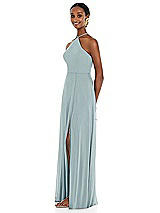 Side View Thumbnail - Morning Sky Diamond Halter Maxi Dress with Adjustable Straps