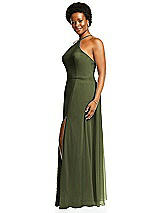 Alt View 2 Thumbnail - Olive Green Diamond Halter Maxi Dress with Adjustable Straps