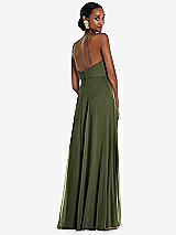 Rear View Thumbnail - Olive Green Diamond Halter Maxi Dress with Adjustable Straps
