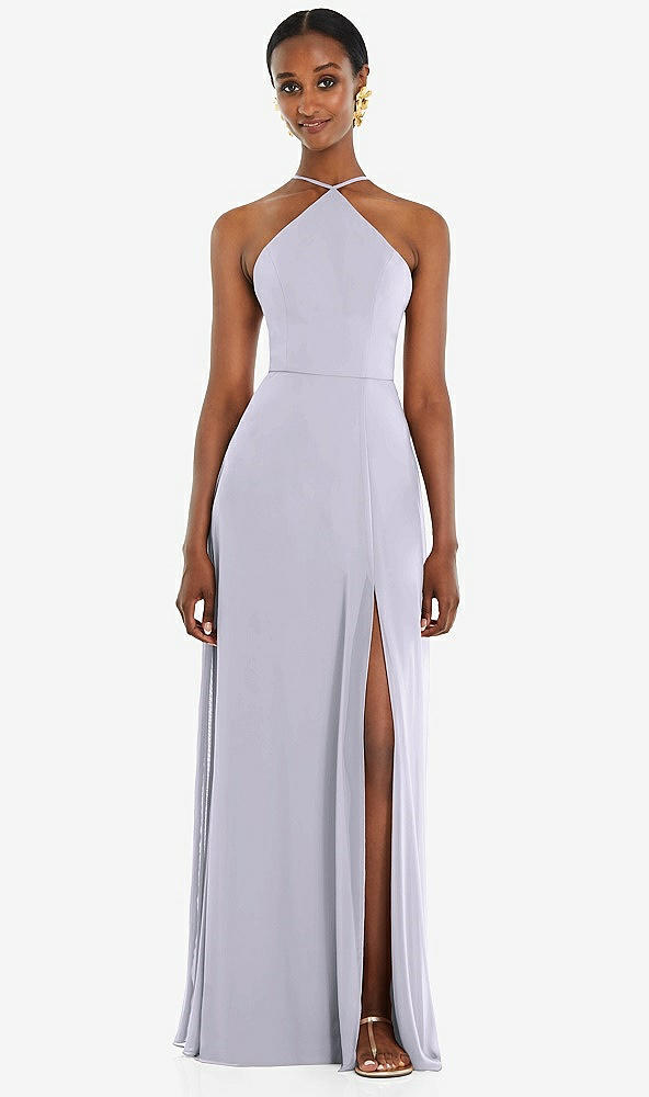 Front View - Silver Dove Diamond Halter Maxi Dress with Adjustable Straps