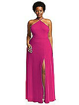 Alt View 1 Thumbnail - Think Pink Diamond Halter Maxi Dress with Adjustable Straps