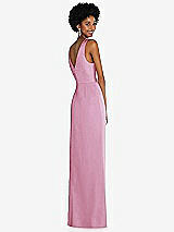 Alt View 3 Thumbnail - Powder Pink Faux Wrap Whisper Satin Maxi Dress with Draped Tulip Skirt
